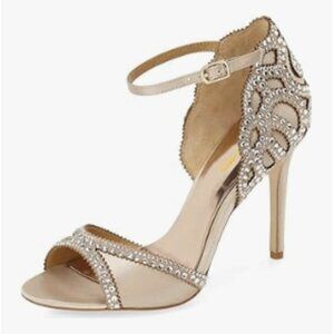XYD Women's Sandals, Chic Peep Toe, D'Orsay Kitten Low Heels ,Rhinestone Studs
